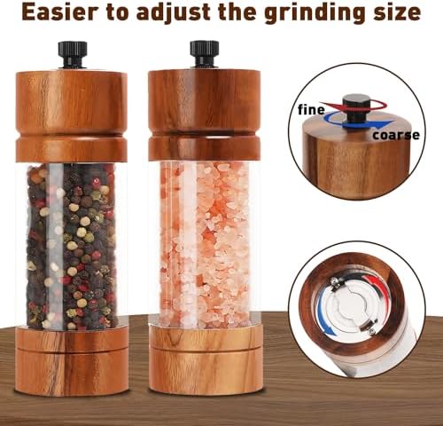 Manual wooden salt and pepper grinder sets - premium quality perfect gift 2 pack