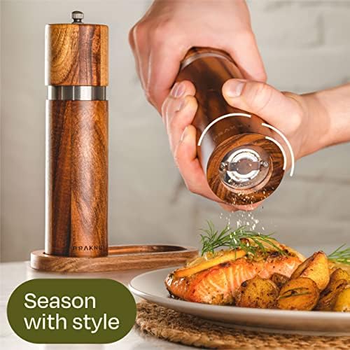 Crafted from Solid Acacia Wood 100 Sustainable Luxury Salt Pepper Mill Set