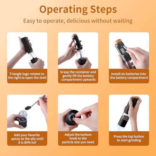 Adjustable Electric Salt Pepper Grinder Set with 360 Transparent Design