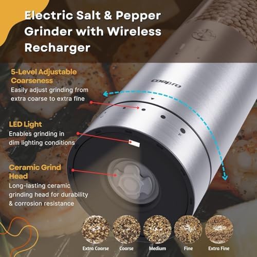 2-in-1 Wireless Charging Salt Pepper Grinder Set for Home Kitchen