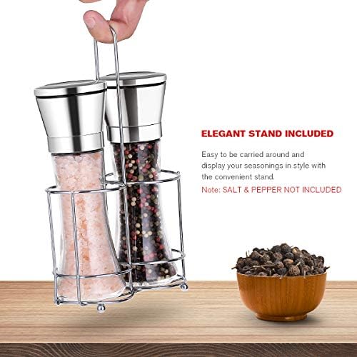 Professional Stainless Steel Salt and Pepper Mill Set with Adjustable Settings