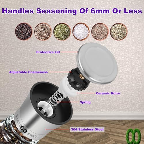Adjustable Ceramic Salt Pepper Grinder with 68-Ounce Capacity