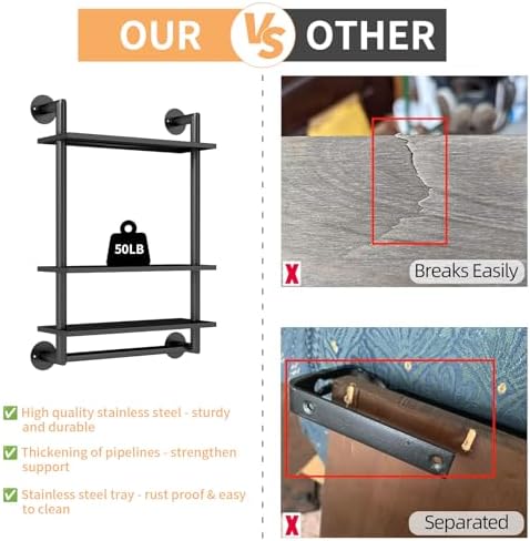STWWO 3-Tier Wall-Mounted Stainless Steel Towel Rack with Towel Bar