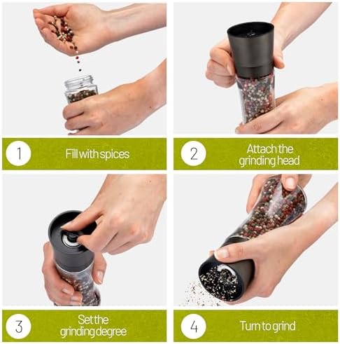 ZOLMER Premium Gunmetal Salt Pepper Grinder Set Salad Drinks More