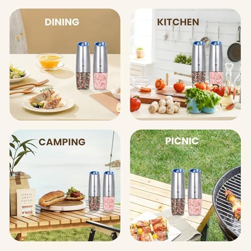 Kiaryuoll Rechargeable Electric Salt Pepper Grinder Set - 2-Piece