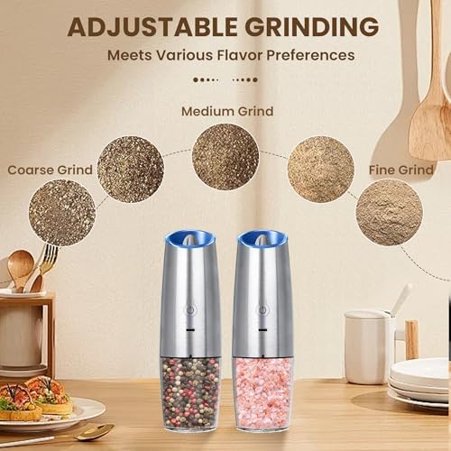 Kiaryuoll Rechargeable Electric Salt Pepper Grinder Set - 2-Piece