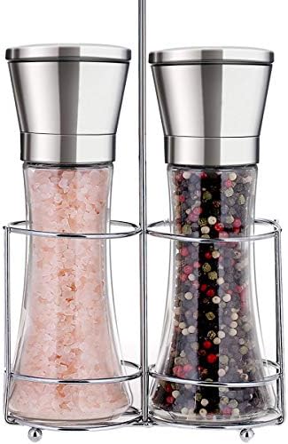 Professional Stainless Steel Salt and Pepper Mill Set with Adjustable Settings