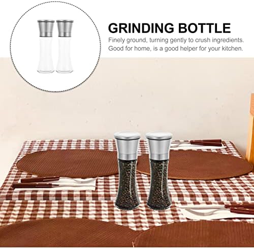 Hemoton 2PCS Set Manual Salt and Pepper Grinders