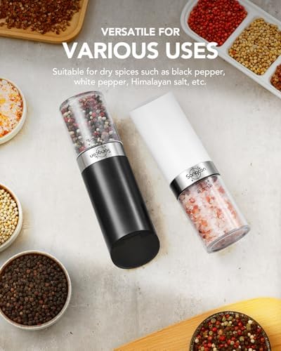 Sangcon Gravity Electric Salt and Pepper Grinder Set with Dust Cover