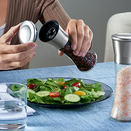 GLING Salt and Pepper Grinder Set - Refillable Stainless Steel Shakers