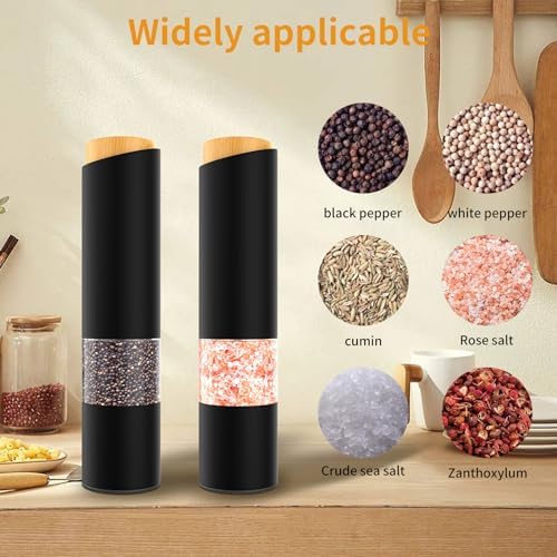 Adjustable Electric Salt Pepper Grinder Set with 360 Transparent Design