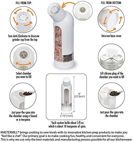 Multi-Section Spice Mill Salt Pepper Ceramic Combo for Organization