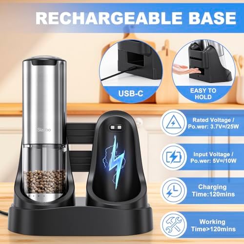 Effortless Design Electric Salt Pepper Grinder Set with Coarseness Adjustment LED Light