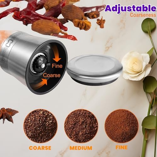 Adjustable Ceramic Salt Pepper Grinder with 68-Ounce Capacity