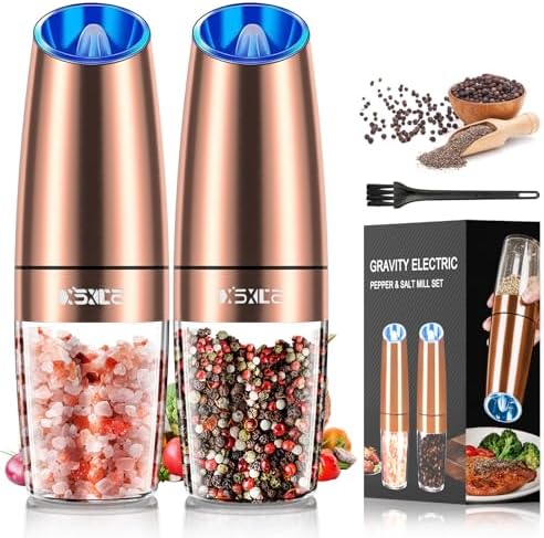 XinXu Gravity Electric Pepper Salt Grinder with Blue LED Light