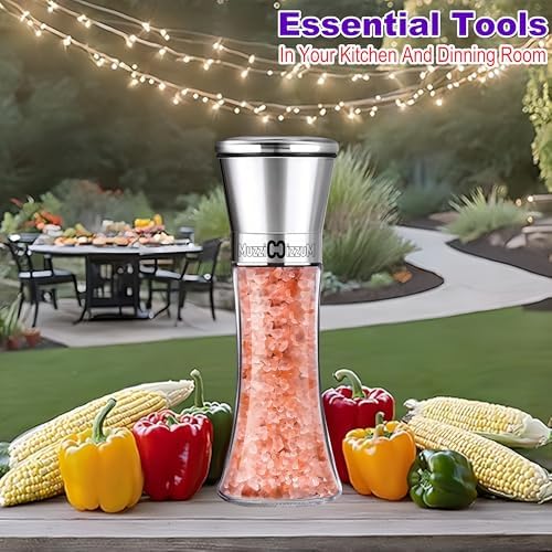 Adjustable Ceramic Salt Pepper Grinder with 68-Ounce Capacity