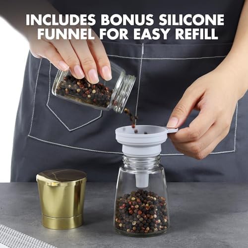 VZAahu Golden Salt Pepper Mill Set - Sleek Design for Modern Kitchens