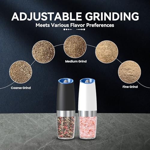 Gravity Electric Salt and Pepper Grinder Set of 2 Luxury Dual Pack