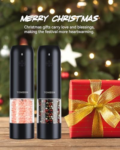 Tomeem Electric Salt Pepper Grinder Set with LED Lights