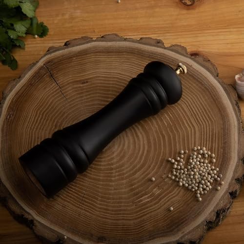 Precise Salt Pepper Grinder Set Beech Wood Stainless Steel Adjustable Ceramic Rotor