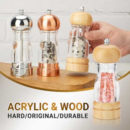 Cozy Oak Pepper Mill with Acrylic Window Fine-Grain Settings