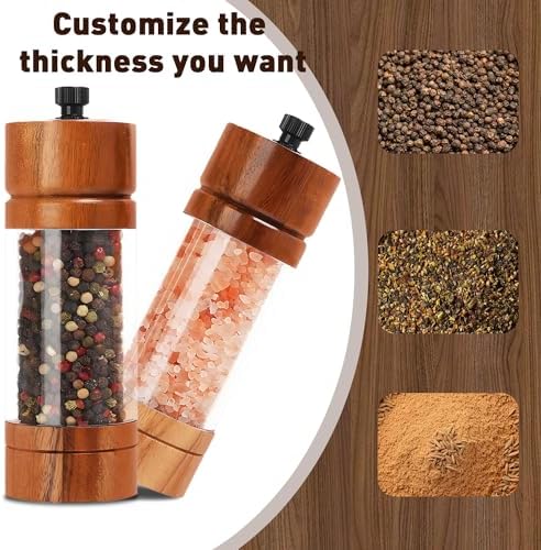 Manual wooden salt and pepper grinder sets - premium quality perfect gift 2 pack