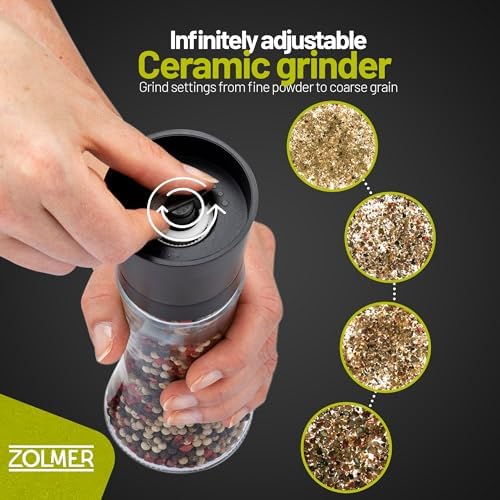 ZOLMER Premium Gunmetal Salt Pepper Grinder Set Salad Drinks More