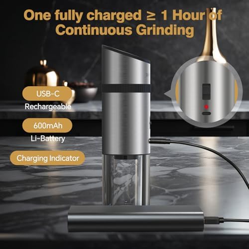 High-Quality Rechargeable Salt Pepper Mill Set Perfect for Cooking Dining Traveling