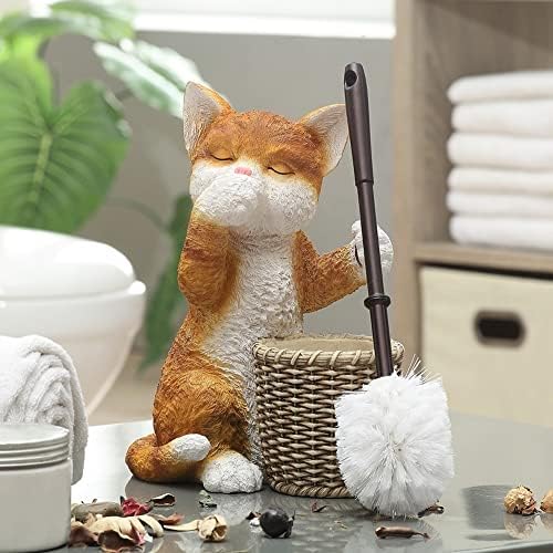 Cute Resin Cat Toilet Brush and Holder Set