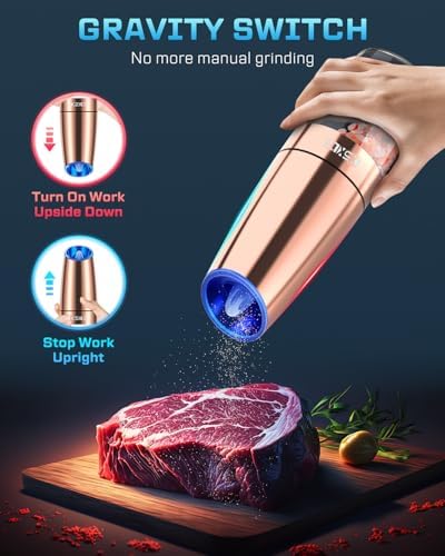XinXu Gravity Electric Pepper Salt Grinder with Blue LED Light