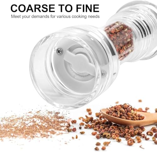 Sonhomay Clear Acrylic Salt Pepper Grinder Set Adjustable Coarseness Stylish Design
