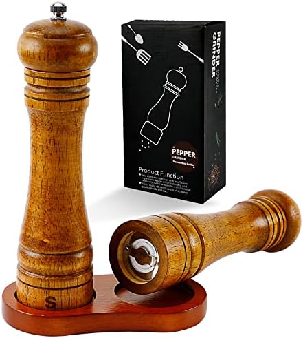 Adjustable Wooden Salt Pepper Grinder Set