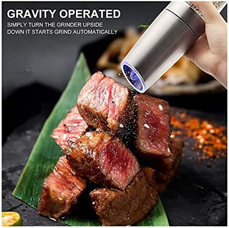 Adjustable Electric Salt Pepper Mill Set Blue Light One-Hand Operation