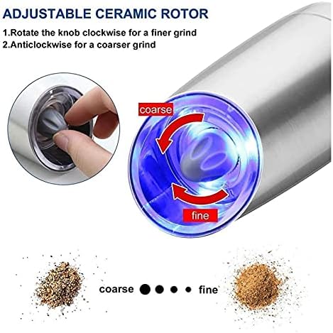 Adjustable Electric Salt Pepper Mill Set Blue Light One-Hand Operation