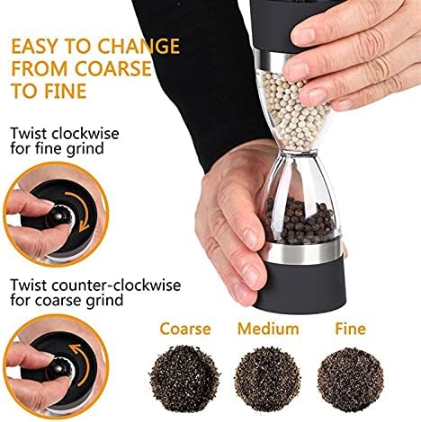 Pepper Grinder Mill 2 in 1 Hourglass Shape Dual Salt and Pepper Mill