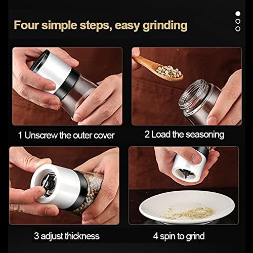 JAJKAFCL White Glass Pepper Grinder Salt Pepper Mill