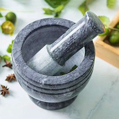 KJLYSolid Marble Pestle Mortar Premium Salt Pepper Mill Set