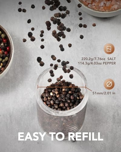 Extra Large Electric Salt and Pepper Mill Set with Dust Cover Adjustable Coarseness