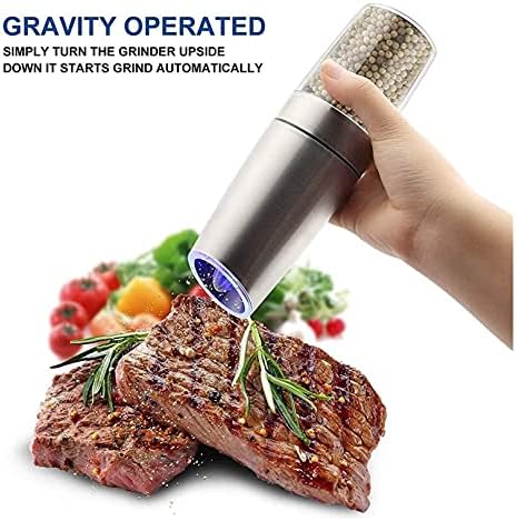 Adjustable Electric Salt Pepper Mill Set Blue Light One-Hand Operation