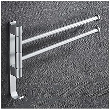 Black Aluminum Towel Rail Rotating Wall-Mounted Towel Holder for Bathroom