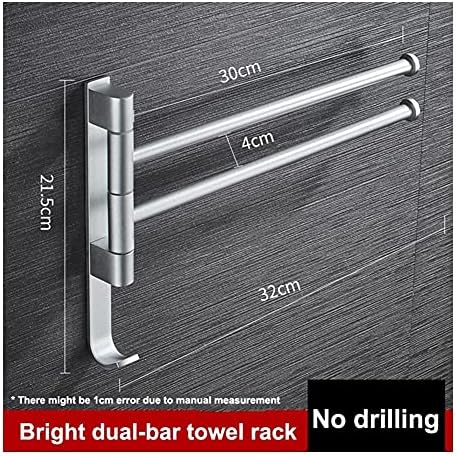 Black Aluminum Towel Rail Rotating Wall-Mounted Towel Holder for Bathroom