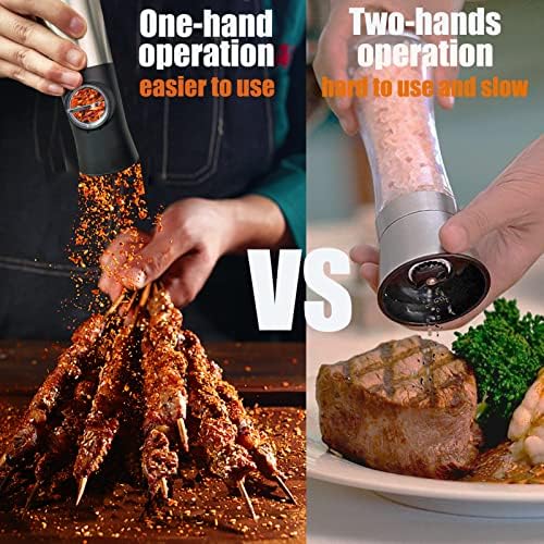 Gravity Electric Salt and Pepper Grinder Set with Battery