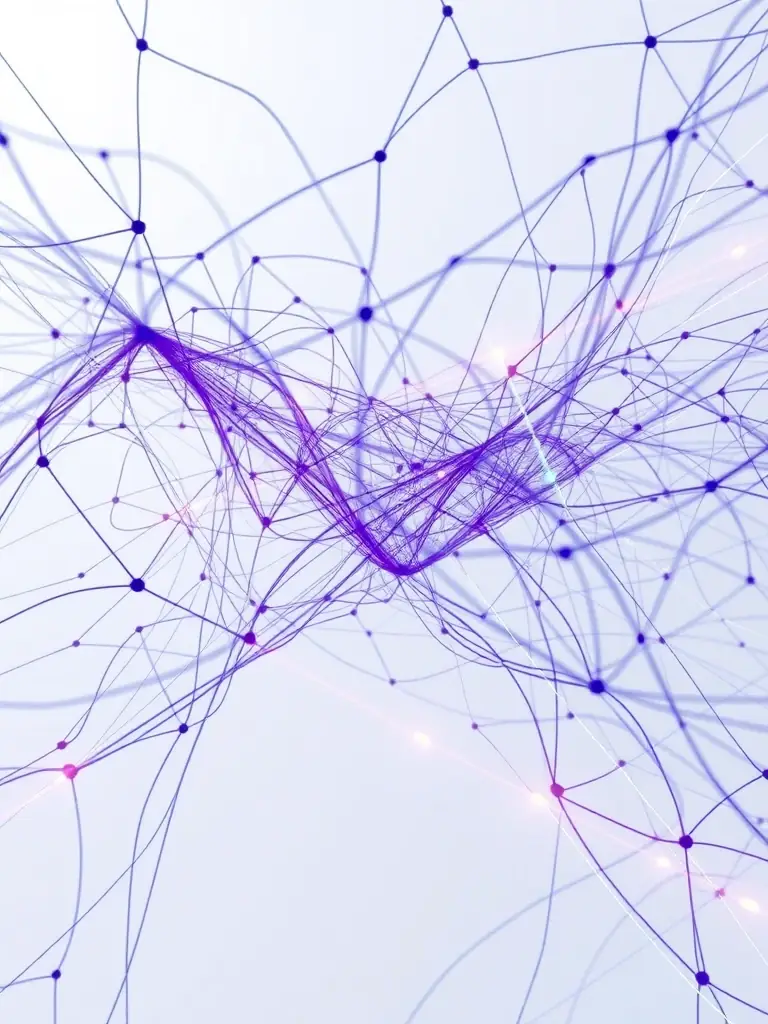 An abstract representation of superstring demand topology analysis, showcasing interconnected networks and data flows.